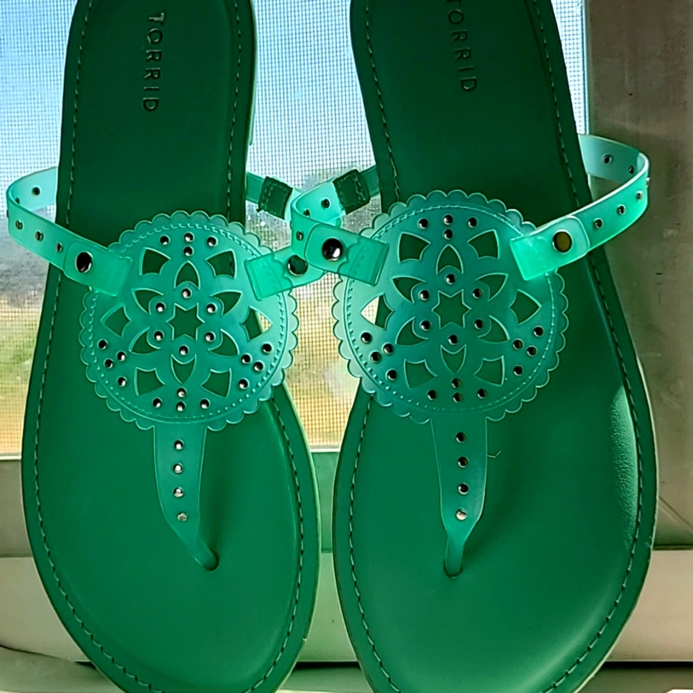 Torrid turquoise gel flip flops Women's 10WW